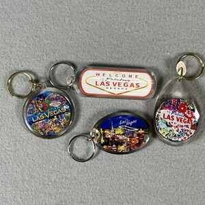 Las Vegas Keychain Lot 4pc Souvenir Casino Strip Nevada Travel Key Ring